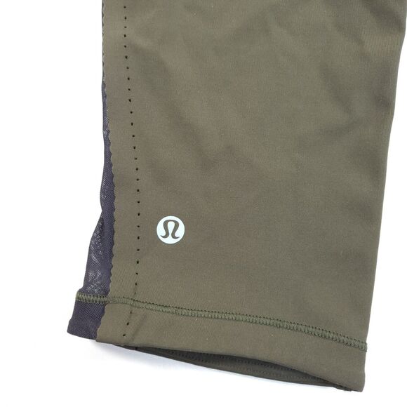 Lululemon Pull On Athletic Yoga Running Leggings Womens Size 4 Green Black - Picture 4 of 9